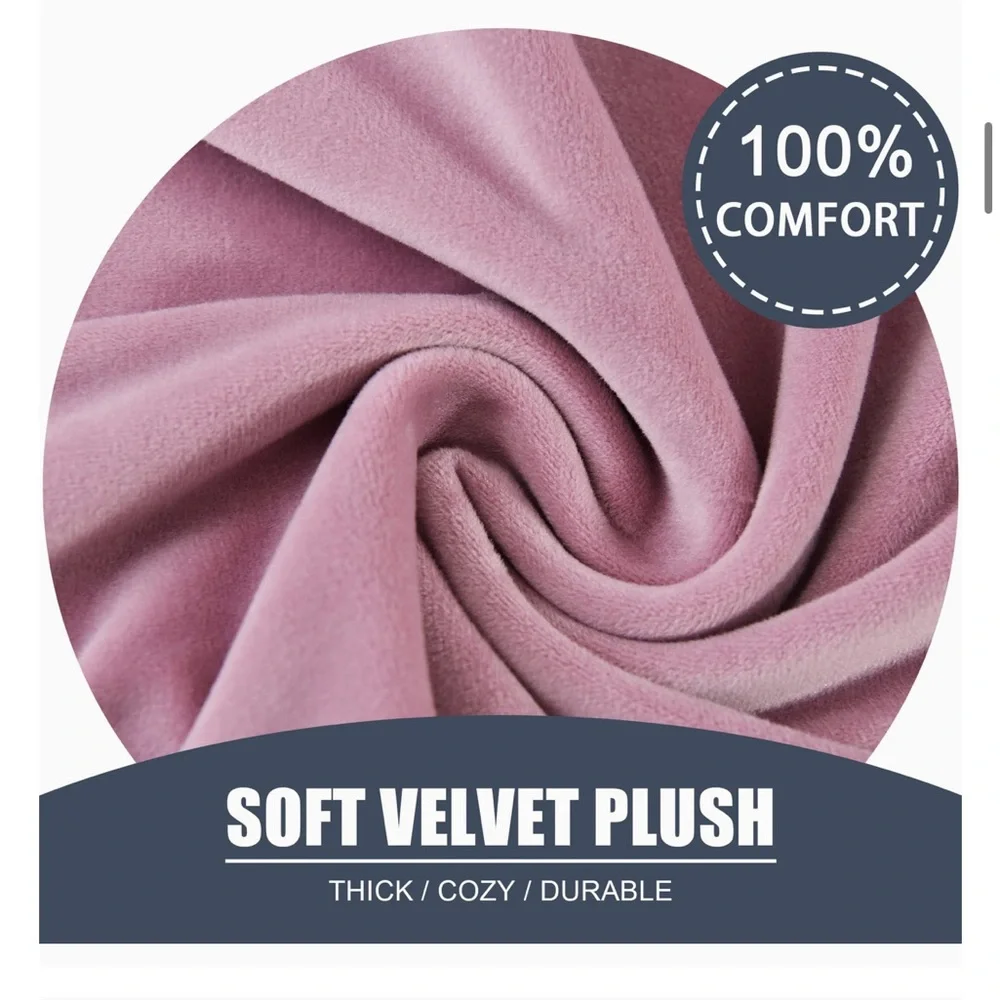 Pink Velvet Sofa Slipcover Straight 2-Cushion Size Medium